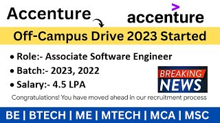 Accenture OffCampus Drive 2023  2022 BATCH  ASE Role  Biggest Hiring  Congrats Mail  PART1 [upl. by Aivartal843]