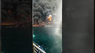 FPSO Offshore Explodes and burns oilandgas oilengineering production [upl. by Elman]