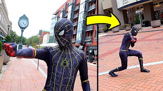 SPIDERMAN TROLLING IN PUBLIC Black amp Gold Suit from No Way Home [upl. by Asseret]