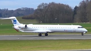 SASAir Nostrum CRJ900LR takeoff at Hamburg [upl. by Einnaf]