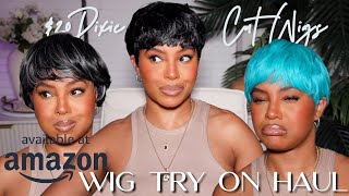 Wait Are these cute Or… 20 AMAZON PIXIE CUT WIG TRY ON HAUL [upl. by Onyx36]