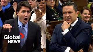 Poilievre claims Trudeau is quotlosing controlquot with quotscreaming and holleringquot while answering question [upl. by Ebehp120]