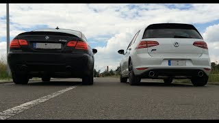 Exhaust Sound E92 335i N55 Performance vs Golf 7 GTI BullX [upl. by Leandra]