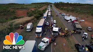 Brazilian Truckers Create Multiple Blockades In Support Of Bolsonaro [upl. by Alahcim]