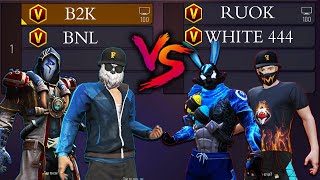 WHITE 444 RUOK FF VS B2K BNL  ONE TAP KINGS VS AWM LEGENDS [upl. by Acinorev]