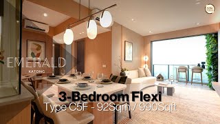 Singapore Showflat Tour  EMERALD OF KATONG I 3 Bedroom Flexi I OrangeTee AAG [upl. by Astra]