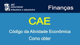 CAE Código da Atividade Econômica Como obter  Portal das Finanças [upl. by Ryann]