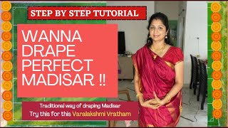 How to Drape Madisar 9 Yard Saree Easily Step by Step Tutorial [upl. by Ahsiad767]