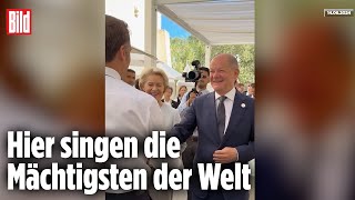 G7Gipfel in Italien Ständchen für Bundeskanzler Olaf Scholz [upl. by Ailssa]