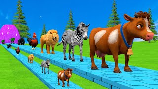 Paint amp Animals CowGorillaElephantZebraLionDinosaurFountain Crossing Transformation Cartoon [upl. by Aubyn]