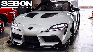 Seibon Carbon Fiber Hood Install on a Supra The PERFECT Mod [upl. by Gurney854]