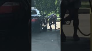 Guy Using Gas at Gas Pump to Clean Car  ViralHog [upl. by Albertson121]