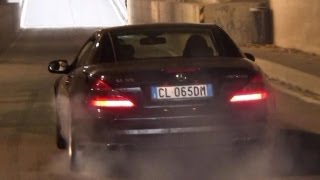 Mercedes SL55 AMG BURNOUT amp C63 Acceleration SOUND [upl. by Munshi890]