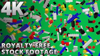 Lego Style Building Bricks Falling Loopable  4K Green Screen Royalty amp Copyright Free Stock Footage [upl. by Av]