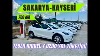 TESLA MODEL Y SR  SAKARYAKAYSERİ  700 KM UZUN YOL TÜKETİM VERİLERİ  Vlog [upl. by Warrin]