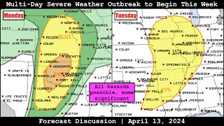 Forecast Discussion  April 13 2024  MultiDay Severe Weather Outbreak to Begin This Week [upl. by Vivienne]