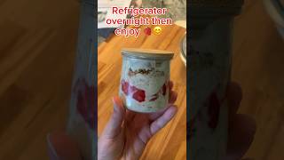 Strawberry Cheesecake Overnight Oats shorts milliondollarbaby [upl. by Henarat597]