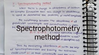 Spectrophotometry method for determination of binary formation constant [upl. by Herminia]