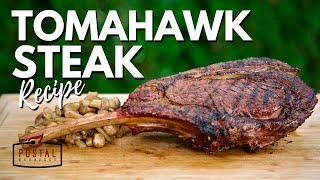 PERFECT Bison Tomahawk Ribeye Steak  How to Reverse Sear Tomahawk Steak On The Grill [upl. by Kinata584]