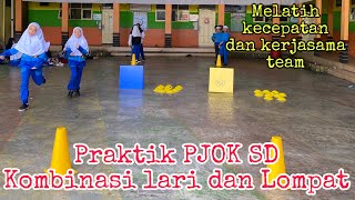 Praktik Kombinasi Lari dan Lompat dalam permainan menyusun menara dengan cone buat anak SD [upl. by Nue]