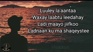 HEES  Luuley Laaantaa  Cabdalla Yuusuf Hanuuniye  Kaban  Lyrics [upl. by Harold]