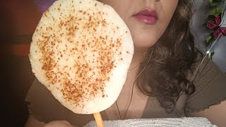 ASMR comiendo jicama jicaleta con tajin y chamoy de mora azul [upl. by Dilaw]