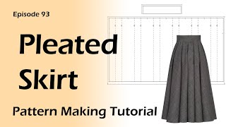 Pleated skirt DraftingInverted box pleats Pattern Making Tutorial [upl. by Muriah12]