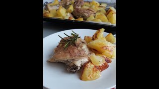 Ricetta cosce di pollo con le patate al forno  Baked chicken and potatoes [upl. by Klump]