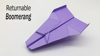 How To Make a Returnable Boomrang Paper Plane ✈ Origami Flying Returned Paper Airplane [upl. by Aissej]