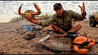 GIANT MUD CRAB  Catch and Cook  SOLO CAMPING No Food Alone Out Bush [upl. by Howlan]