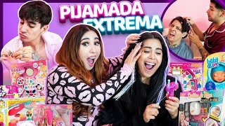 PIJAMADA EXTREMA CON NUESTROS NOVIOS 💅🏻 LOS MAQUILLAMOS  PEINAMOS  PUSIMOS UÑAS 😂 [upl. by Xam]