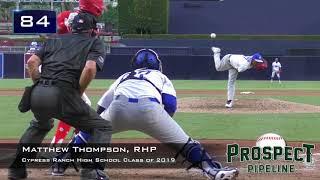 Matthew Thompson Prospect Video RHP Cypress Ranch High School Class of 2019 [upl. by Eelarat659]