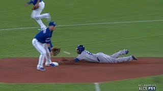 ALCS Gm4 Cain steals second after drawing walk [upl. by Atiruam]