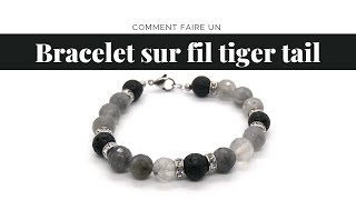 Bracelet de pierres semiprécieuses sur fil tiger tail  Perles et Créations [upl. by Merline638]