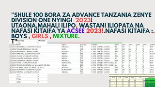 The Best 100 Alevel Secondary Schools In Tanzania With More Division Ones In 2023 [upl. by Erbe309]