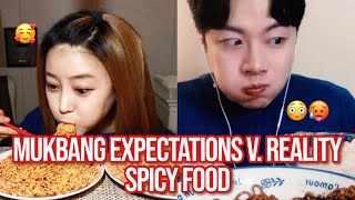 mukbang expectation vs reality SPICY FOOD [upl. by Acinyt]