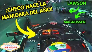 El Doble Sobrepaso de Checo Pérez a Lawson y Magnussen  Las Vegas 2024  Todas Las Cámaras [upl. by Lasala657]