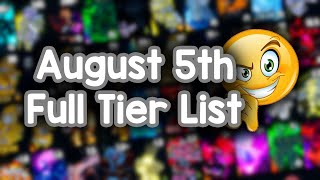 YBA August 5th FULL Tier List [upl. by Ferwerda]