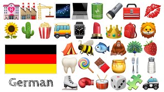 Lerne 400 Wörter  Deutsch mit Emojis  🌻🌵🍿🚌⌚️💄👑🎒🦁🌹🥕⚽🧸🎁 [upl. by Tedder]