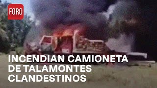 Retienen a presunto talamontes e incendian su camioneta  Las Noticias [upl. by Odnuges]