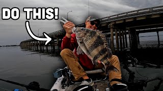 I WAS WRONG This Trick REALLY Works Kayak Fishing for SHEEPSHEAD [upl. by Ennoirb]