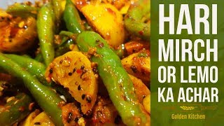 Hari Mirch Or Nimbu Ka Achar  Green Chili Lemon Pickle Recipe  Golden Kitchen [upl. by Beltran]