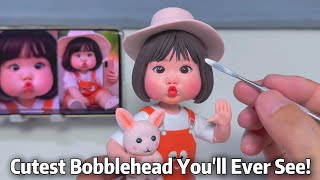 Sculpting an Adorable Pouting Girl Bobblehead in Clay  StepbyStep Guide [upl. by Tudela]