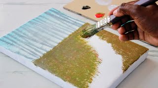 The morning forest lake Acrylic painting for beginners STEP BY STEP🎨 150 [upl. by Nooj]