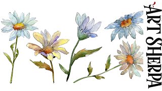 VERY Easy Line and Wash Flowers How to Paint Watercolor Step by step  The Art Sherpa [upl. by Stahl]