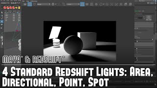 Redshift wMaya 2 How to Use 4 Standard Redshift Lights Directional Point Spot Area [upl. by Ahsier]