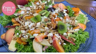 Mi favorita ENSALADA Fácil con frutas de Otoño y aderezo Light Sube defensas  Cocina de Addy [upl. by Inar]