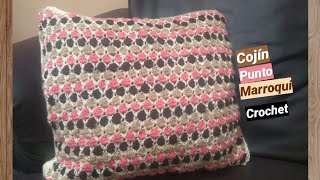 Tutorial funda para cojín punto marroquí tejido a crochet paso a paso  Tejiendo con Margaret [upl. by Colombi657]