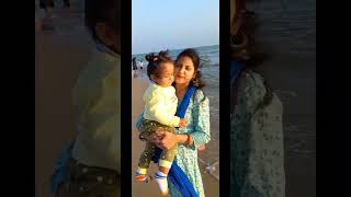 Enjoying with my baby on the beach🏖love❤️enjoying sunset view😍 viral shorts ytshorts [upl. by Maillil]