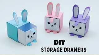 DIY MINI PAPER DRAWERS  PAPER CRAFT SMALL ORIGAMI STORAGE BOX DIY  DESK ORGANIZER DRAWER [upl. by Colly]